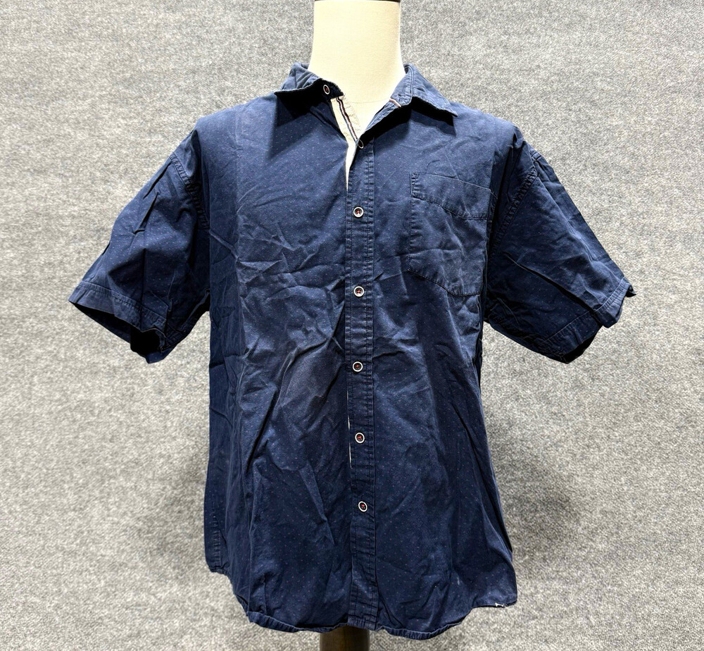 Airwalk Shirt Mens 2X Blue Geometric Short Sleeve Button-Up Pockets Top